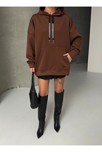 moda paketi Φούτερ με κουκούλα από ύφασμα κατάδυσης, άνετο και κομψό