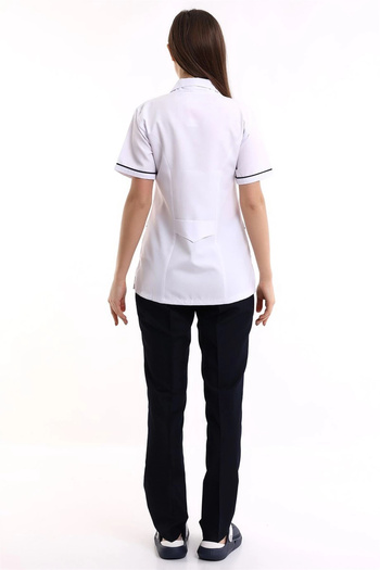 Bilenn Tekstil Women's Jacket Collar Zippered Single Top - 171 White
