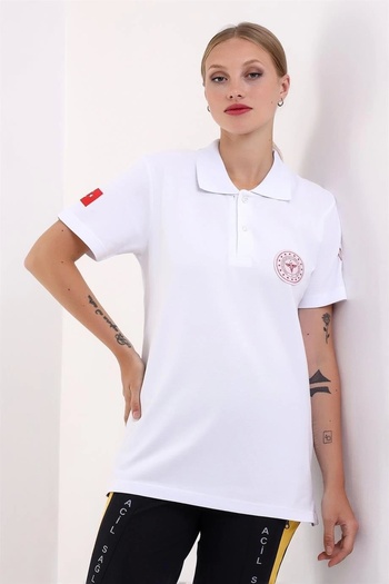 Bilenn Tekstil Paramedic Collared Unisex Tshirt Short Sleeve - White