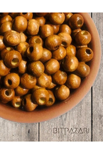 Artdeco 10mm Tan Wood Beads 200Pcs Wide Hole Diameter 4mm Macrame Bag Bracelet Jewelry