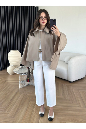 My Blog Khaki Cape Style Trench Coat - 7603