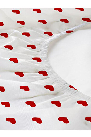 Çt Çeyizci Tekstil Single Fitted Sheet Set + 1 Pillowcase 100X200Cm Heart Pattern