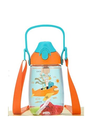 Uzspace Vagonlife Orange Sunshine 500 Ml Tritan Water Bottle with Straw and Neck Strap VGN2201