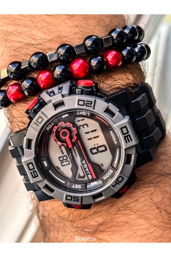 Jaga Chrono Waterproof Red Digital Men's Wristwatch with Stopwatch