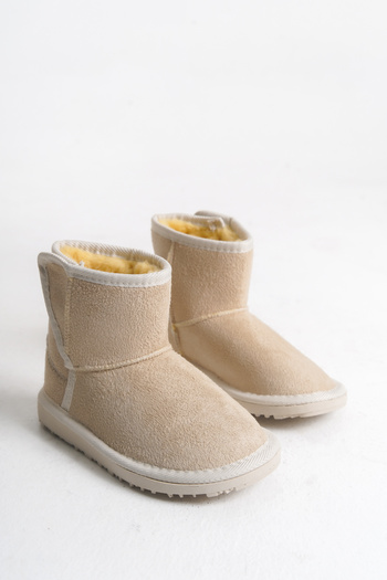 Moda Lime Fur-Lined Suede Suitable for Daily Use Long Thick Sole Comfortable Wear Velcro Flexible Children's Boots