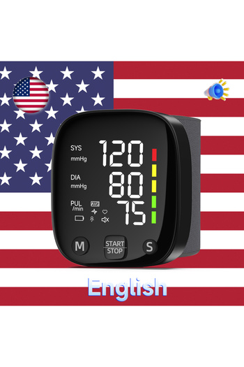 Yongrow English version New LED Wrist Blood Pressure Monitor Rechargeable English/Russian Voice Broa