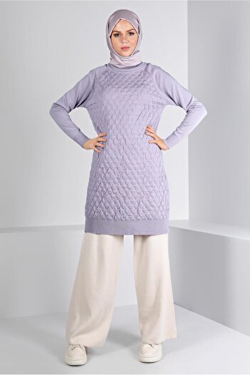 Alvina 43161 Model Quilted Patterned Knitwear Tunic