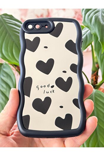 Fibaks iPhone 7 Plus - 8 Plus Compatible Case Mirrored Heart Pattern Soft Edge Silicone with Camera Protection