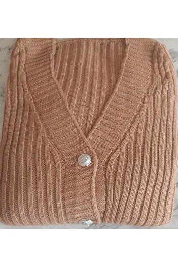 Dagü Design Women's Ribbed Button-Up Belt Knit Cardigan