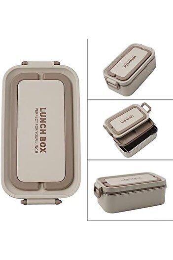 Elista 304 Stainless Steel Lunch Box Double Compartment Office Workers, Students Beige Single Layer