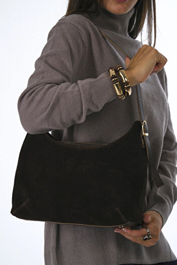ABBRA Women's Suede Belt Strap Lined Bag