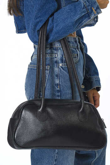 ABBRA Women's Double Strap Lined Vegan Leather Bag