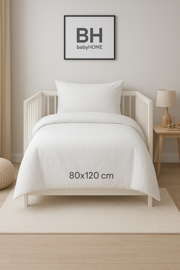 nazbaby Bh Baby Home 80X120 cm Baby Duvet Cover Set – Plain White 100% Cotton