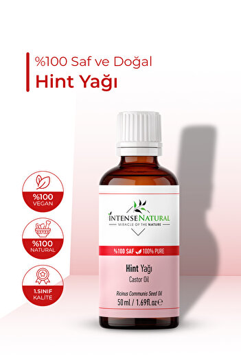 İntense Natural Hint Yağı Soğuk Sıkım 50 ml %100 Saf Ve Doğal Castor Oil