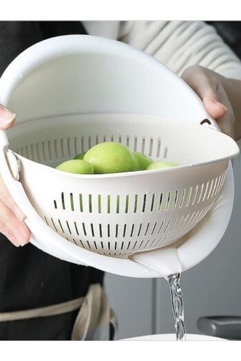 Online Home Market Aqua Bowl Rotating Strainer Large Pasta, Vegetable Strainer