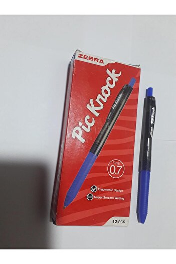 Zebra Technologies Zebra Pic Knock Ball Pen (0.7, Blue, Box of 12 Pieces)