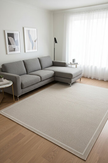 Markaev Vizon Renk Modern Sisal Halı 3935b Vizon Krem