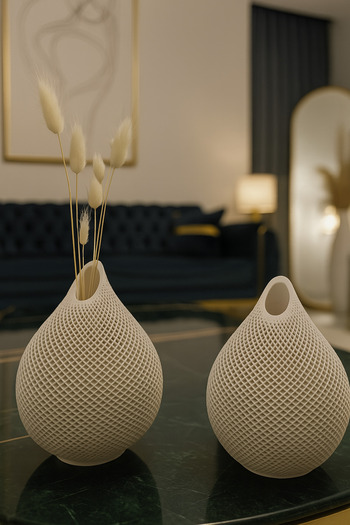 X Home Accessory İkili Dekoratif Damla Vazo Seti