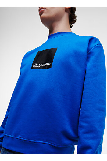 Karl Lagerfeld Regular Logo Sweat Bisiklet Yaka Mavi Erkek Sweatshırt 231d1804
