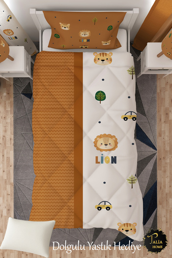 Talia Home Lion Lion Patterned Single Children's Quilt Sleeping Set