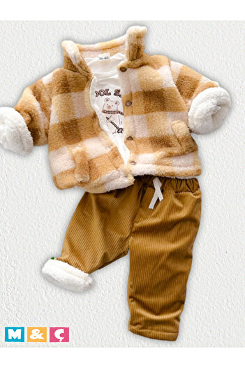 MÇ FAMİLY STORe Baby 3-Piece Suit with Jacket, Combined Thick Winter Bottom and Top Set, Baby Outfit