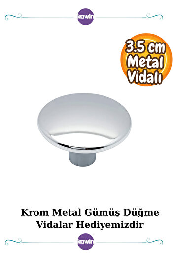 Kawin Mâner din metal cromat pentru dulap Mâner pentru sertar argintiu lucios 35 mm (3,5 cm) Mâner gri