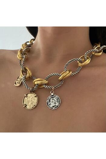Retrovy Store Zincir-I Devran Wide Design Necklace
