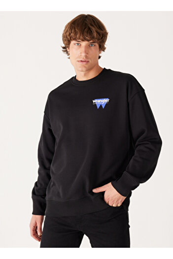 WRANGLER Crew Neck Black Men's Sweatshirt W232243001 Oversize Sweatshirt