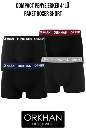 ORKHAN Men's Boxer, Compact Combed Cotton Flexible, Stretch Cotton, Cotton, Daily Comfort Fit, 4-Pack