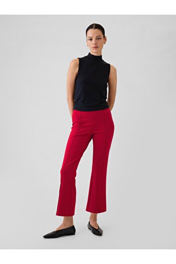 GAP Kadın Kırmızı High Rise Double Knit Crop Kick Pantolon