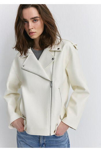 Mavi Ecru Faux Leather Jacket Loose Fit / Loose Relaxed Fit 1110615 -70057