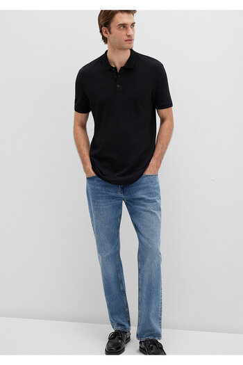 Mavi Schwarzes Polo-T-Shirt Slim Fit / Schmaler Schnitt 064946-21842