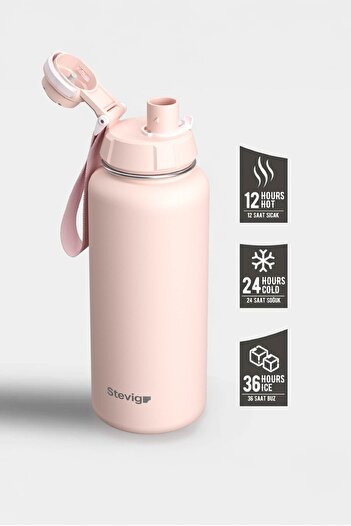 Stevig 1000 ml Icy Pınk Drinking Glass (Thermos) St-219 Leakproof