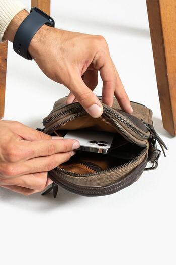 KunduraHane Multi-Compartment Useful Linen Canvas Men's Messenger Bag