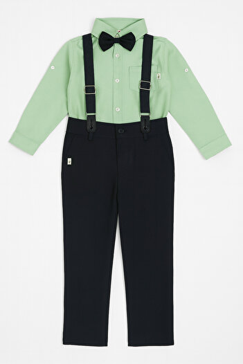 Casabony 4-Piece Set Shirt & Pants & Bow Tie & Hanger Boys' Suit