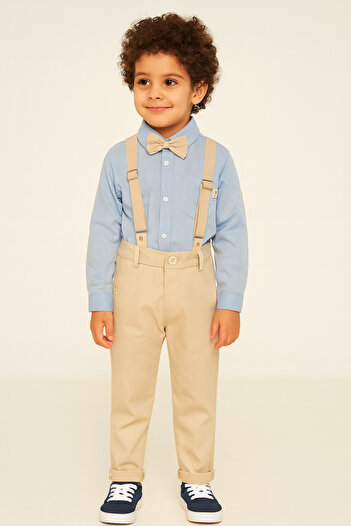 Casabony 4-Piece Set Shirt & Pants & Bow Tie & Hanger Boys' Set