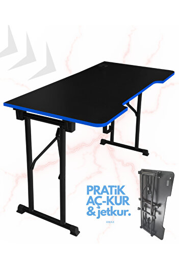 XMAX / JetKur Siyah MDF Bilgisayar Oyuncu Masası 160x70cm Sallanmaz Metal Ayaklı - Pratik Kurulum