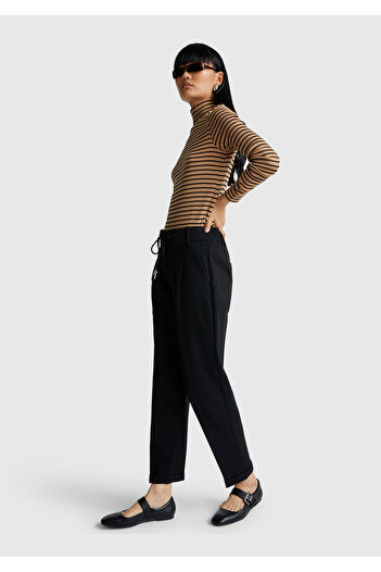 United Colors of Benetton Women's Black Elastic Waist Trousers