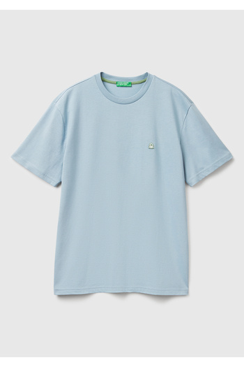 United Colors of Benetton Ανδρικό γαλάζιο μπλουζάκι 100% Koton Benetton Logo Crew Neck