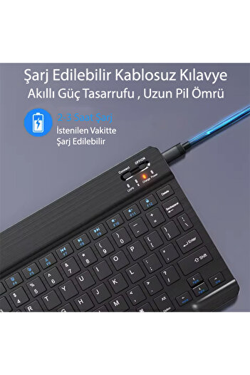 Yesnıce Lenovo Tab TB-311FU 10.1 İnç Uyumlu Standlı Kılıf Ve Dokunmatik Kalem Ve Klavye Set