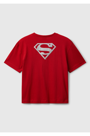 United Colors of Benetton Boy's Red Superman Printed Logo Label T-Shirt