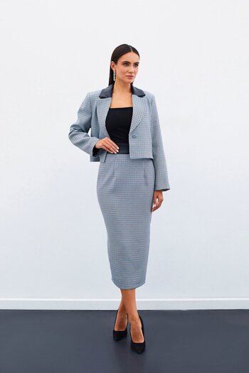 Sateen Fusta Midi Crowbar - ALBASTRU