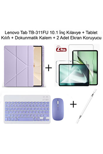 Yesnıce Lenovo Tab TB-311FU 10.1 İnç Uyumlu Standlı Kılıf Ve Dokunmatik Kalem Ve Klavye Set