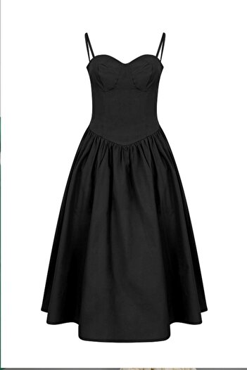 La Sarta Black Cotton Poplin Lemanoda Dress