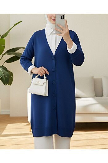Modamorfo Geknöpfte Winter-Hijab-Strickjacke -Saks