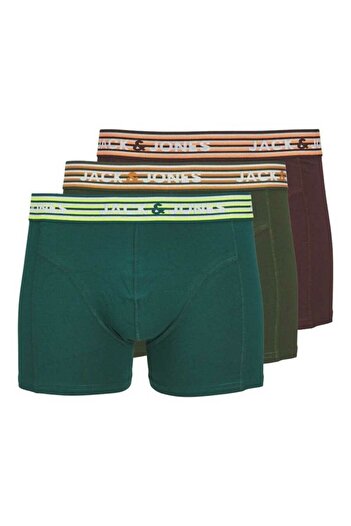 Jack & Jones Men's Green Jacdarvin Solid Trunks 3 Pack Sn Boxer 12260070-Kombugree