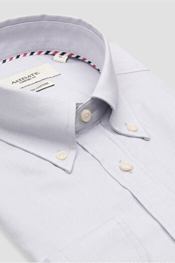 Abbate Matteo Royal Oxford Cotton Sports Comfort Fit Collar A.Gray Button Collar Men's Shirt