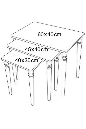 miraç furniture AZRA SERİSİ MDF 1.SINIF 3 LÜ ZİGON SEHPA TAKIMI KREM KREM