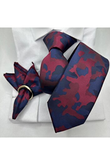 ilayda emir Collar Handkerchief, Red and Blue Details, Patterned Tie