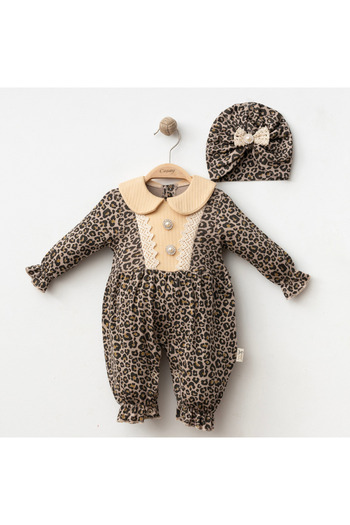 genybaby Leopard Seasonal Jumpsuit 2-Piece Combination with Bandana Gift
